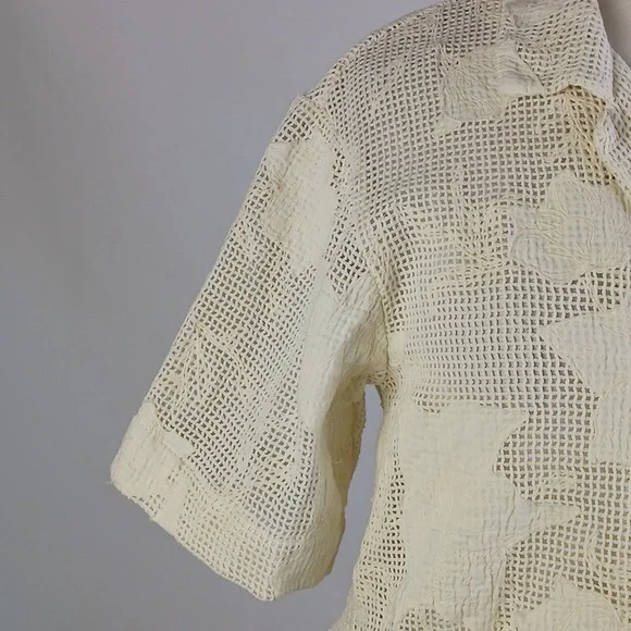 Rag And Bone Short Sleeve Cr Mesh Floral/Mare Blouse. - Picture 4 of 10